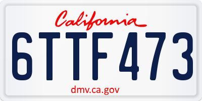 CA license plate 6TTF473