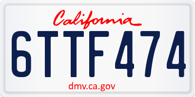 CA license plate 6TTF474