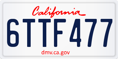 CA license plate 6TTF477