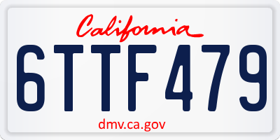 CA license plate 6TTF479