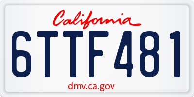 CA license plate 6TTF481