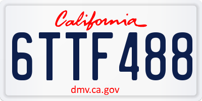 CA license plate 6TTF488