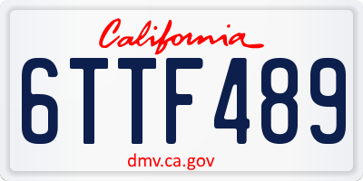 CA license plate 6TTF489