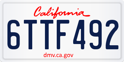 CA license plate 6TTF492