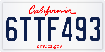 CA license plate 6TTF493