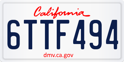 CA license plate 6TTF494