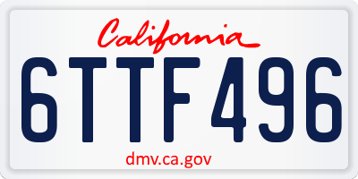 CA license plate 6TTF496