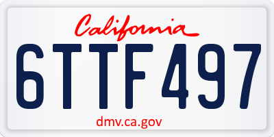 CA license plate 6TTF497