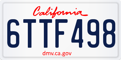 CA license plate 6TTF498