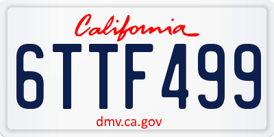 CA license plate 6TTF499