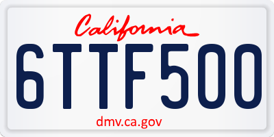 CA license plate 6TTF500