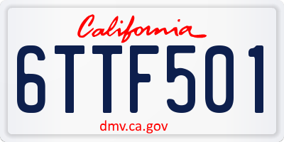 CA license plate 6TTF501