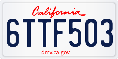 CA license plate 6TTF503