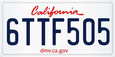 CA license plate 6TTF505