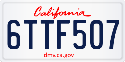 CA license plate 6TTF507