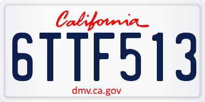 CA license plate 6TTF513