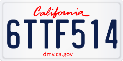 CA license plate 6TTF514