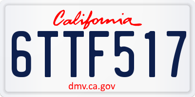 CA license plate 6TTF517