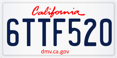 CA license plate 6TTF520