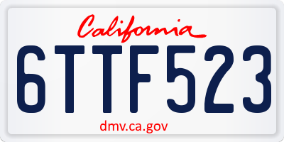 CA license plate 6TTF523