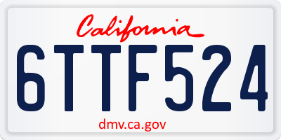 CA license plate 6TTF524