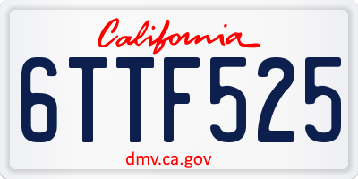 CA license plate 6TTF525