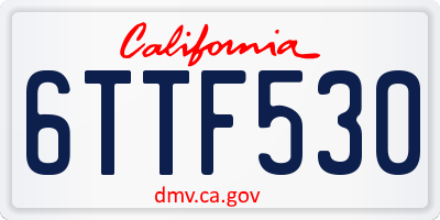 CA license plate 6TTF530