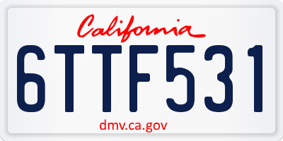 CA license plate 6TTF531