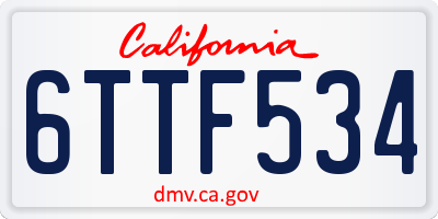 CA license plate 6TTF534