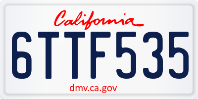 CA license plate 6TTF535