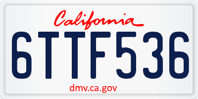 CA license plate 6TTF536