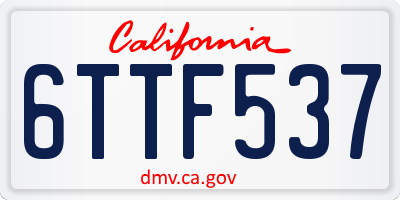 CA license plate 6TTF537