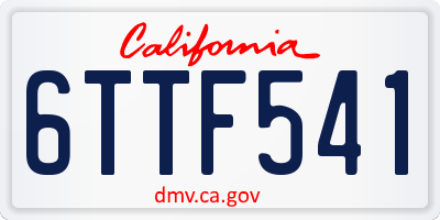 CA license plate 6TTF541