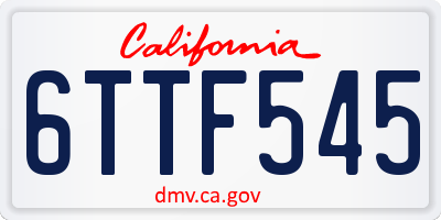 CA license plate 6TTF545