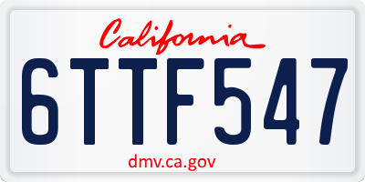 CA license plate 6TTF547