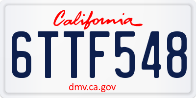CA license plate 6TTF548
