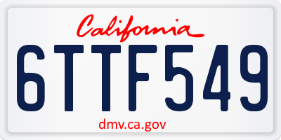 CA license plate 6TTF549