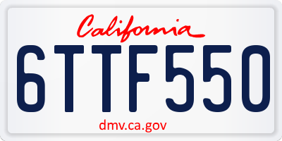 CA license plate 6TTF550