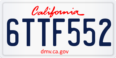 CA license plate 6TTF552