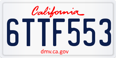 CA license plate 6TTF553