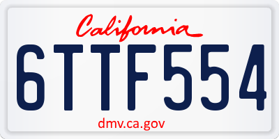 CA license plate 6TTF554