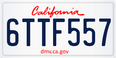 CA license plate 6TTF557