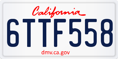CA license plate 6TTF558