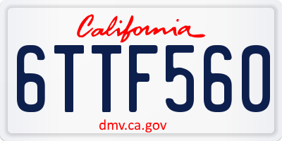 CA license plate 6TTF560