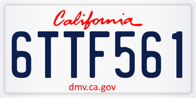 CA license plate 6TTF561