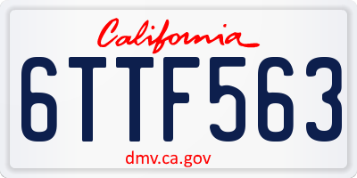CA license plate 6TTF563