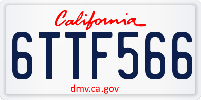 CA license plate 6TTF566