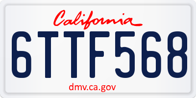 CA license plate 6TTF568