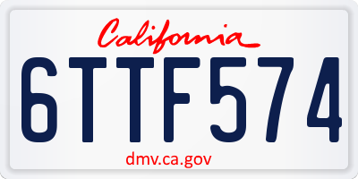 CA license plate 6TTF574