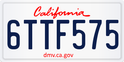 CA license plate 6TTF575